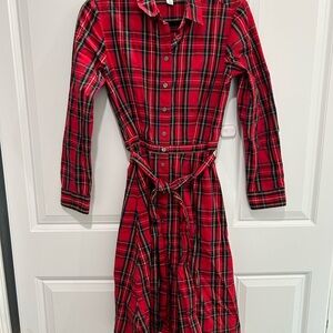 J. Crew Red Plaid Shirtdress